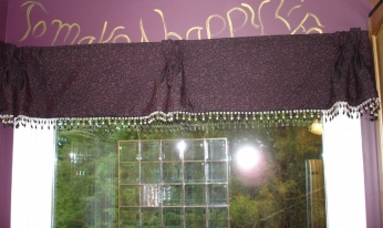 pinch pleated valance with beaded trim