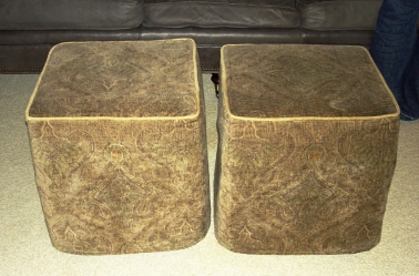 slip covered ottomans