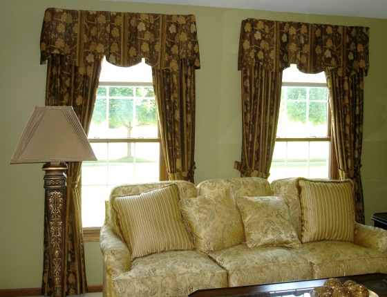 Drapes with scalloped bell valance